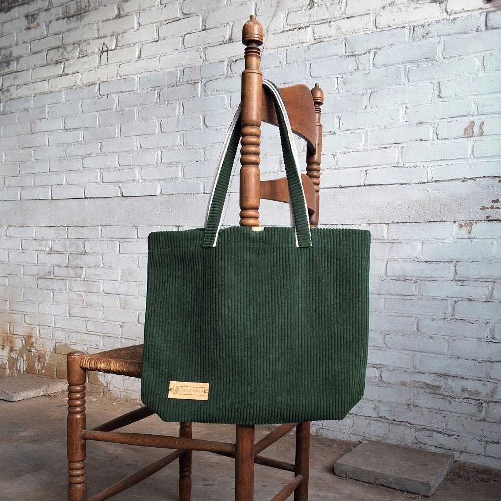 ShoppertasmediumDonkergroen - Puur Edith