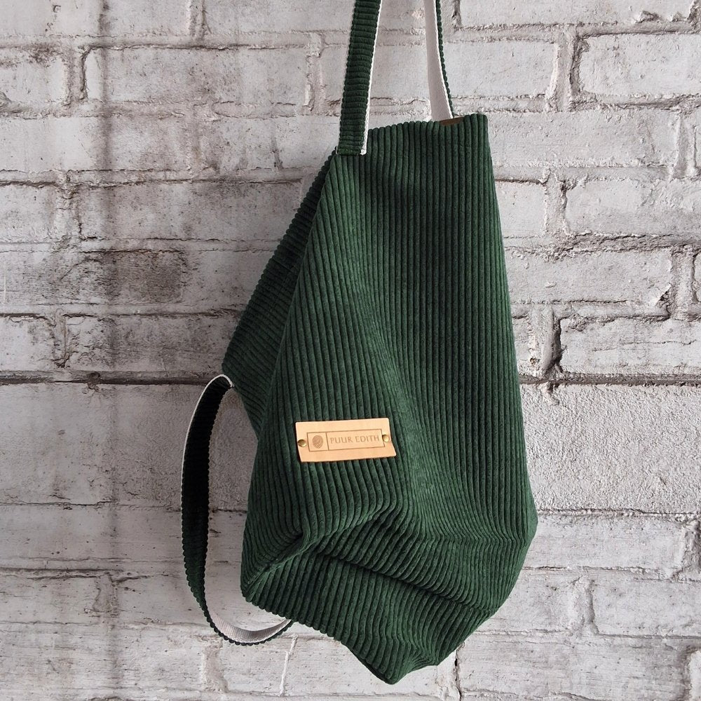 ShoppertasmediumDonkergroen_2 - Puur Edith