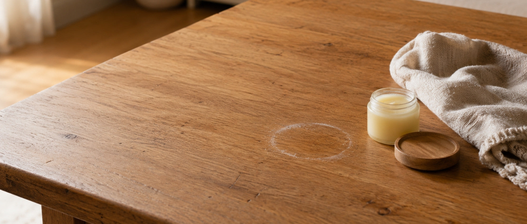 Hoe verwijder je kringen uit een houten tafel?