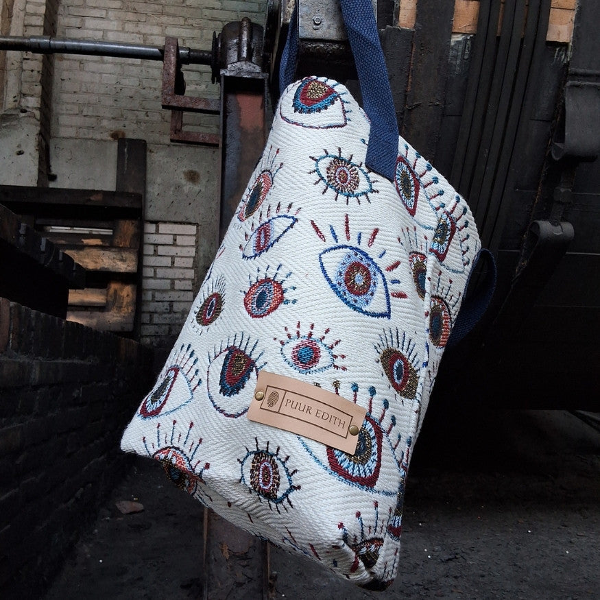 Jacquard_shopper_tas_small_Oogjes_1 - Puur Edith