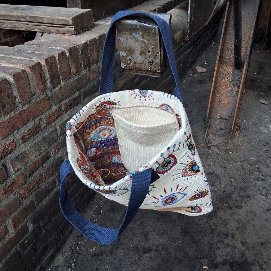 Jacquard_shopper_tas_small_Oogjes_2 - Puur Edith