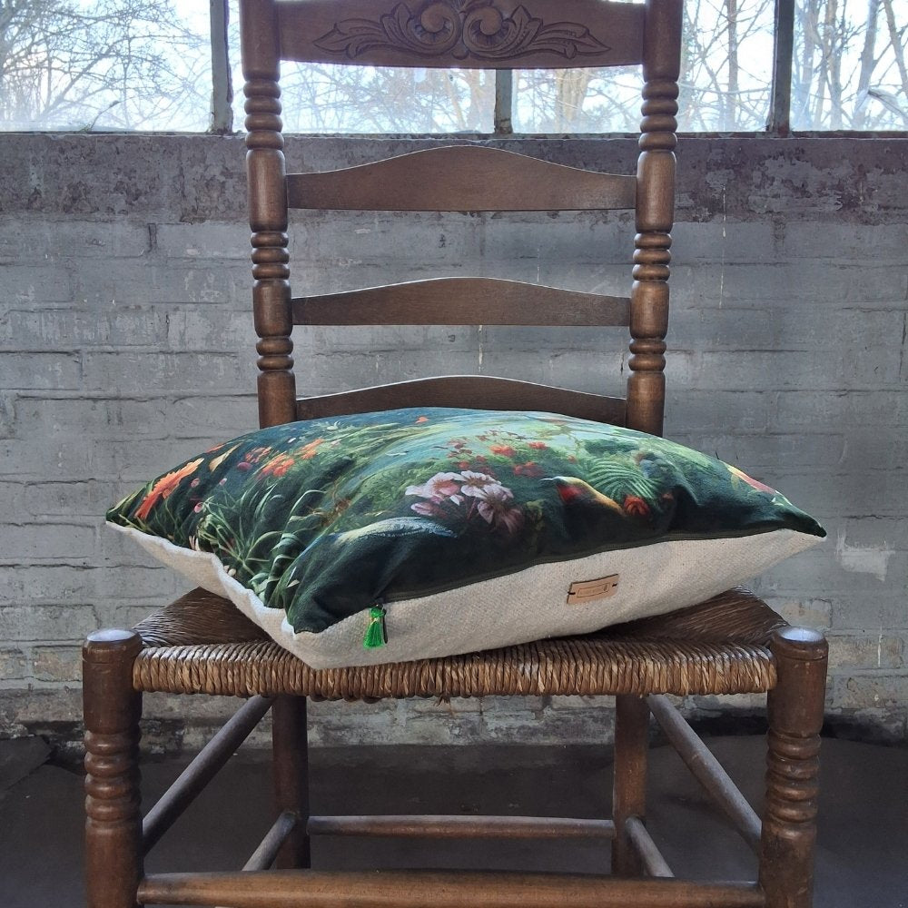 Kussen | Vlinders & vogels in groen