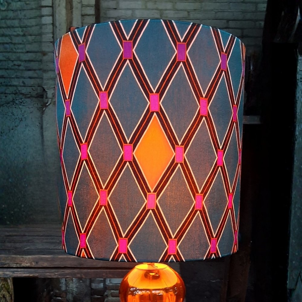 Lampenkap_petrol_ruit - Puur Edith