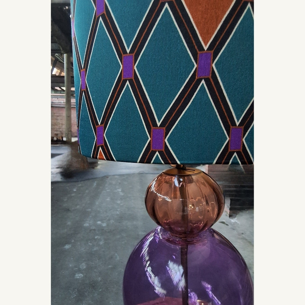 Lampenkap_petrol_ruit_1 - Puur Edith