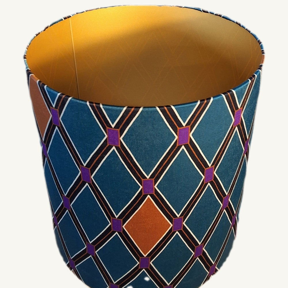 Lampenkap_petrol_ruit_2 - Puur Edith