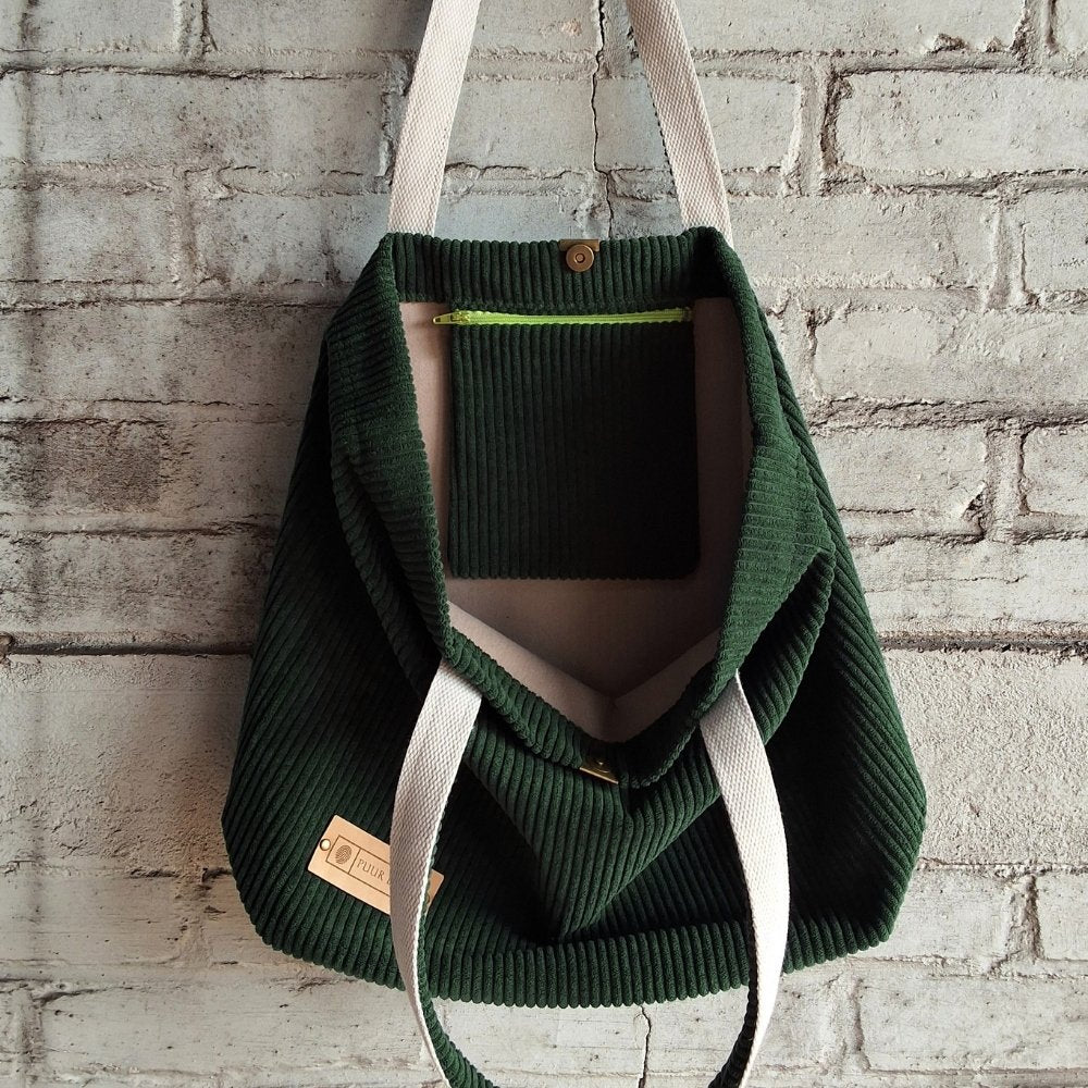 ShoppertasmediumDonkergroen_1 - Puur Edith