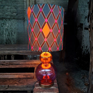 Tafellamp Iris + Kap petrol ruit